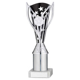 SILVER/BLACK PLASTIC 'FLASH' CUP ASSEMBLED ON MARBLE (1in CEN) - 9in